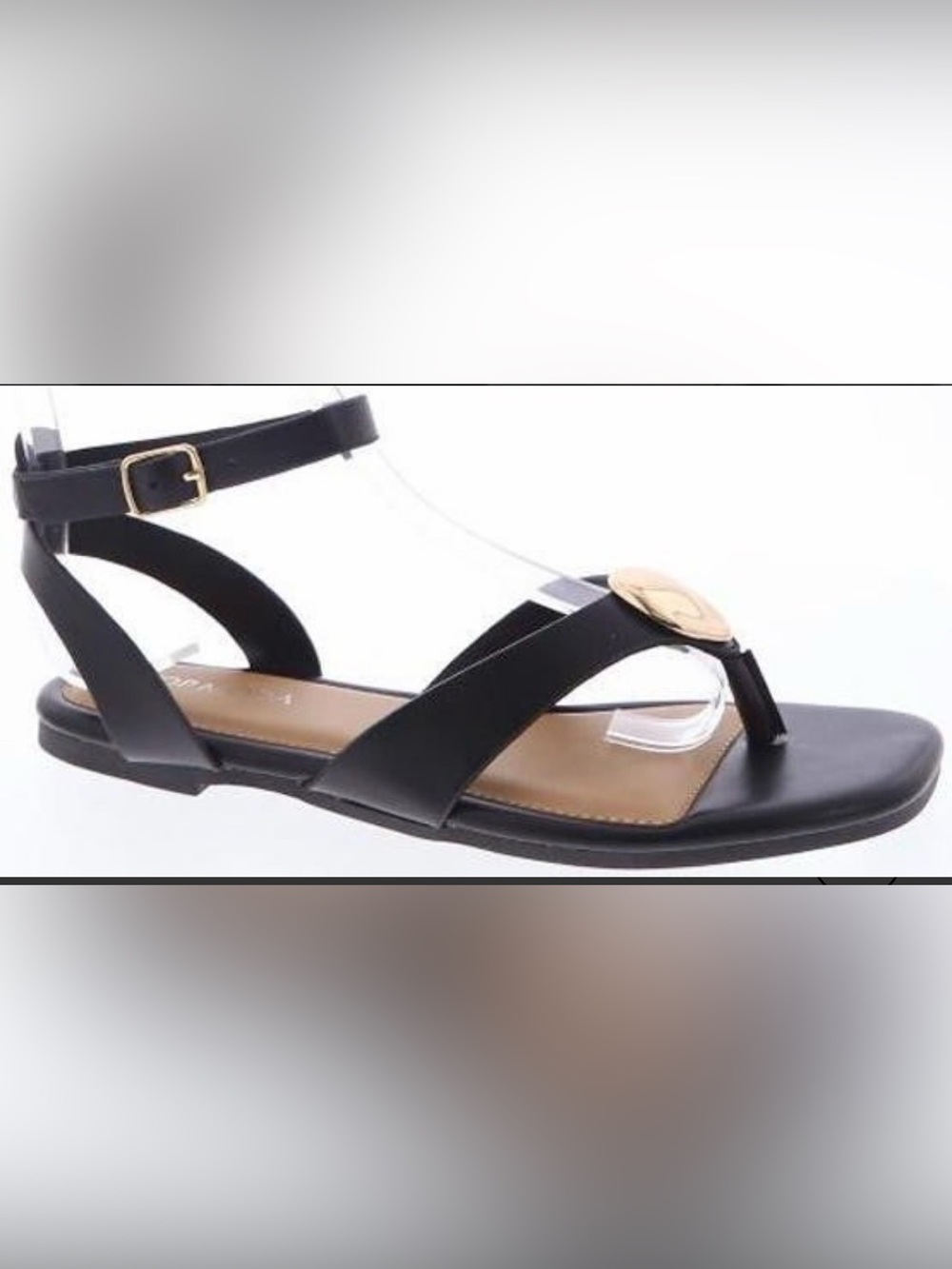 NIB - Top Moda - Black Women's Ankle-Strap Thong Sandals - Size 10